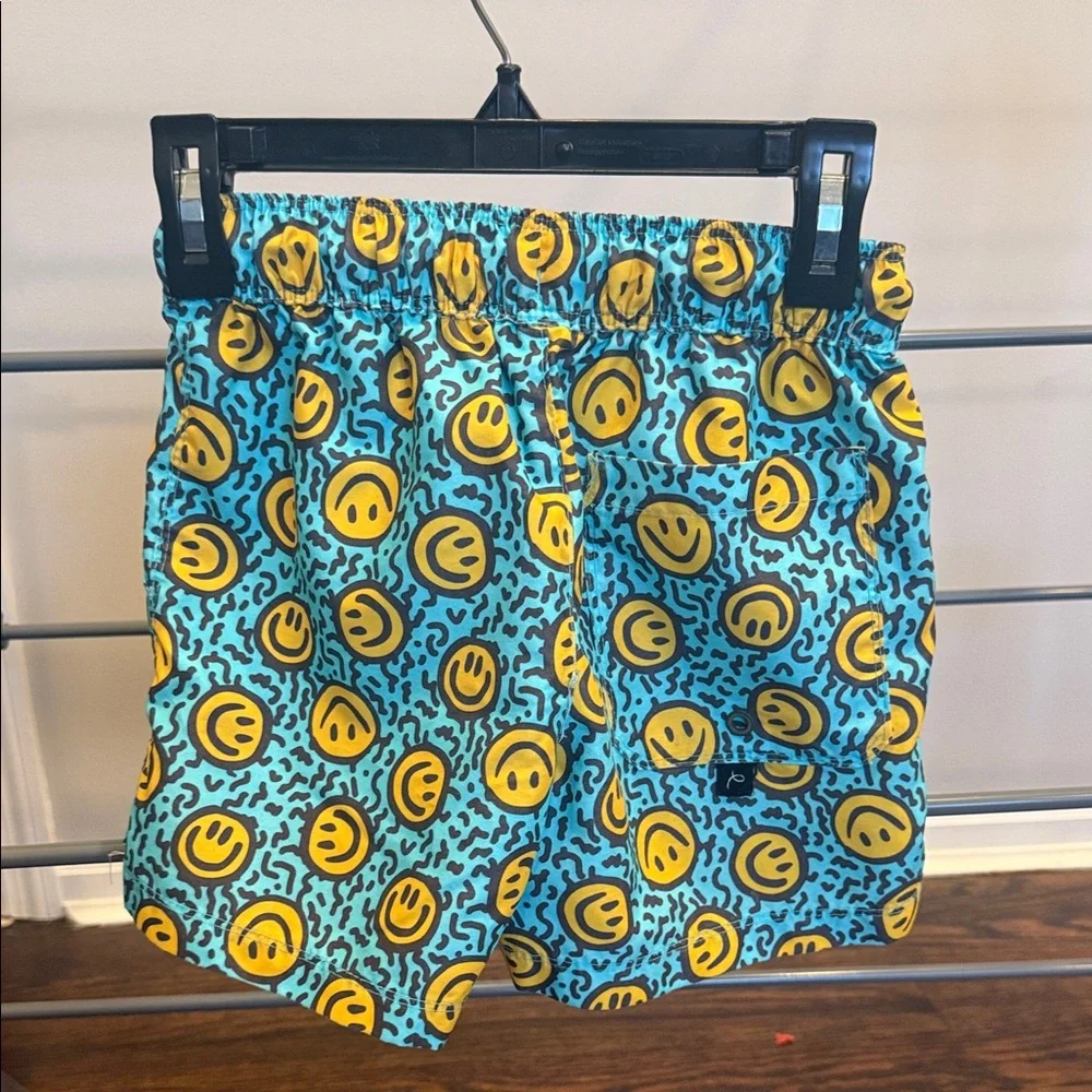 art class Turquoise Swim Trunks with Yellow Smiley Print - Picture 7 of 7